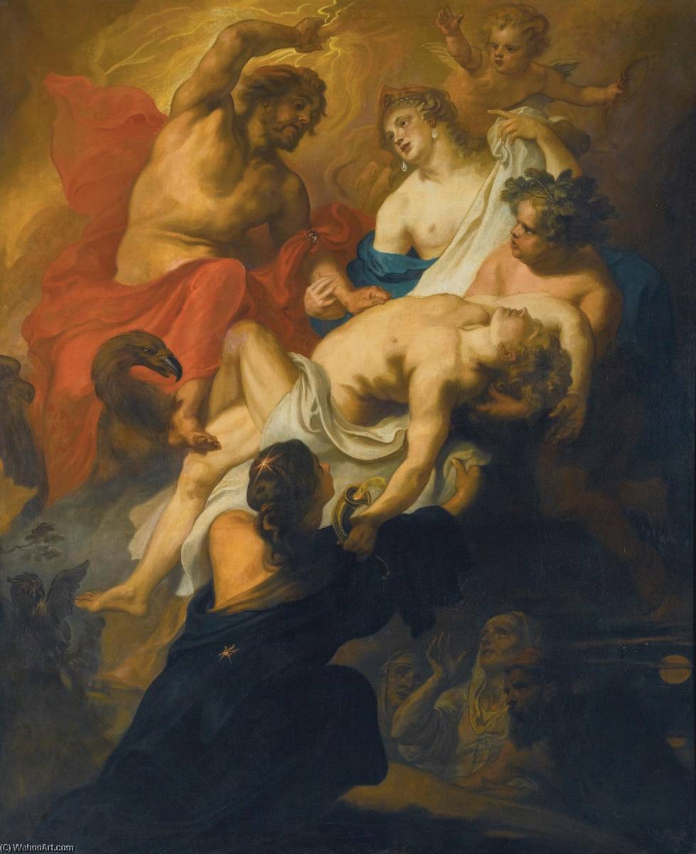 Wikioo.org - The Encyclopedia of Fine Arts - Painting, Artwork by Theodor Van Thulden - The Gods mourning Phaeton