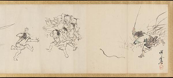 WikiOO.org - Enciclopédia das Belas Artes - Pintura, Arte por Kawanabe Kyōsai - Frolicking Figures and Animals
