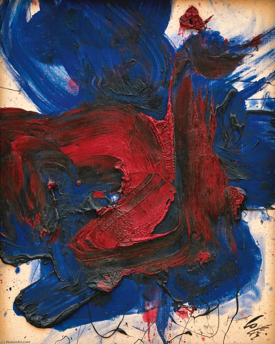 Wikioo.org - The Encyclopedia of Fine Arts - Painting, Artwork by Kazuo Shiraga - Blue Desert