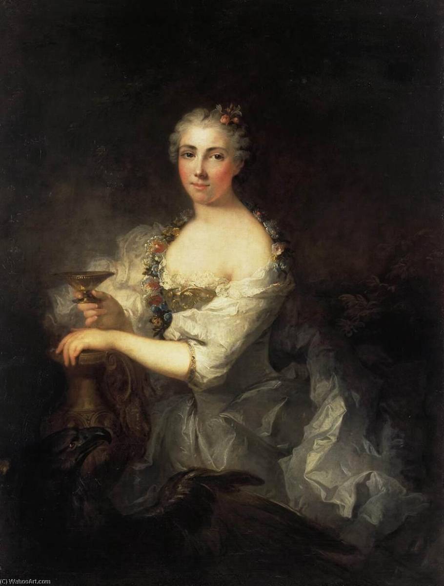 Wikioo.org – L'Encyclopédie des Beaux Arts - Peinture, Oeuvre de Robert Le Vrac De Tournières - Portrait de inconnu femme comme hebe