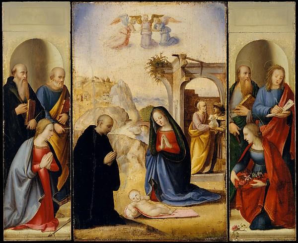 Wikioo.org – L'Encyclopédie des Beaux Arts - Peinture, Oeuvre de Michele Di Ridolfo Del Ghirlandaio (Michele Tosini) - la nativité avec saints