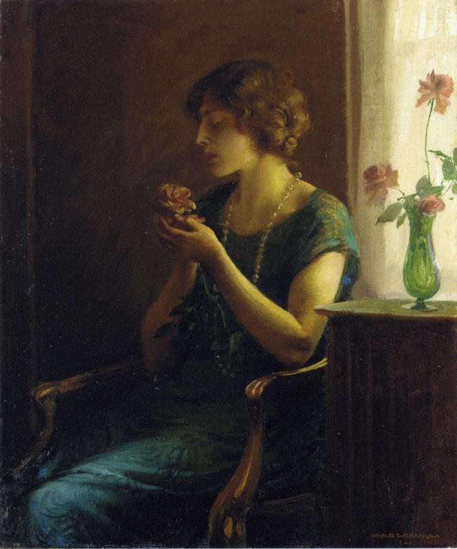 Wikioo.org - The Encyclopedia of Fine Arts - Painting, Artwork by Charles Courtney Curran - The Full Blown Rose