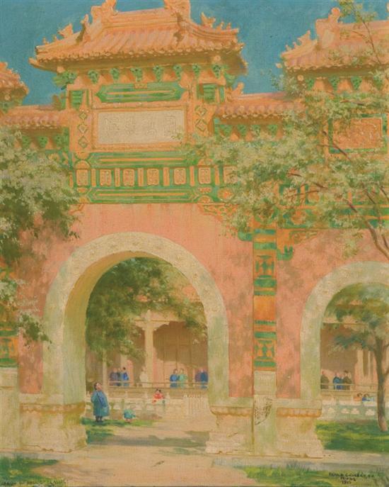 Wikioo.org – La Enciclopedia de las Bellas Artes - Pintura, Obras de arte de Charles Courtney Curran - el verde y el oro Pailou