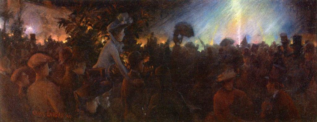 Wikioo.org - The Encyclopedia of Fine Arts - Painting, Artwork by Charles Courtney Curran - Evening Illuminations at the Paris Exposition