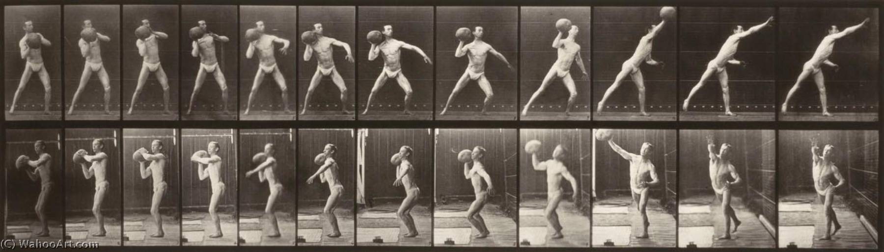 Wikoo.org - موسوعة الفنون الجميلة - اللوحة، العمل الفني Eadweard Muybridge - Animal Locomotion (plate 319) (Man Throwing a Ball)