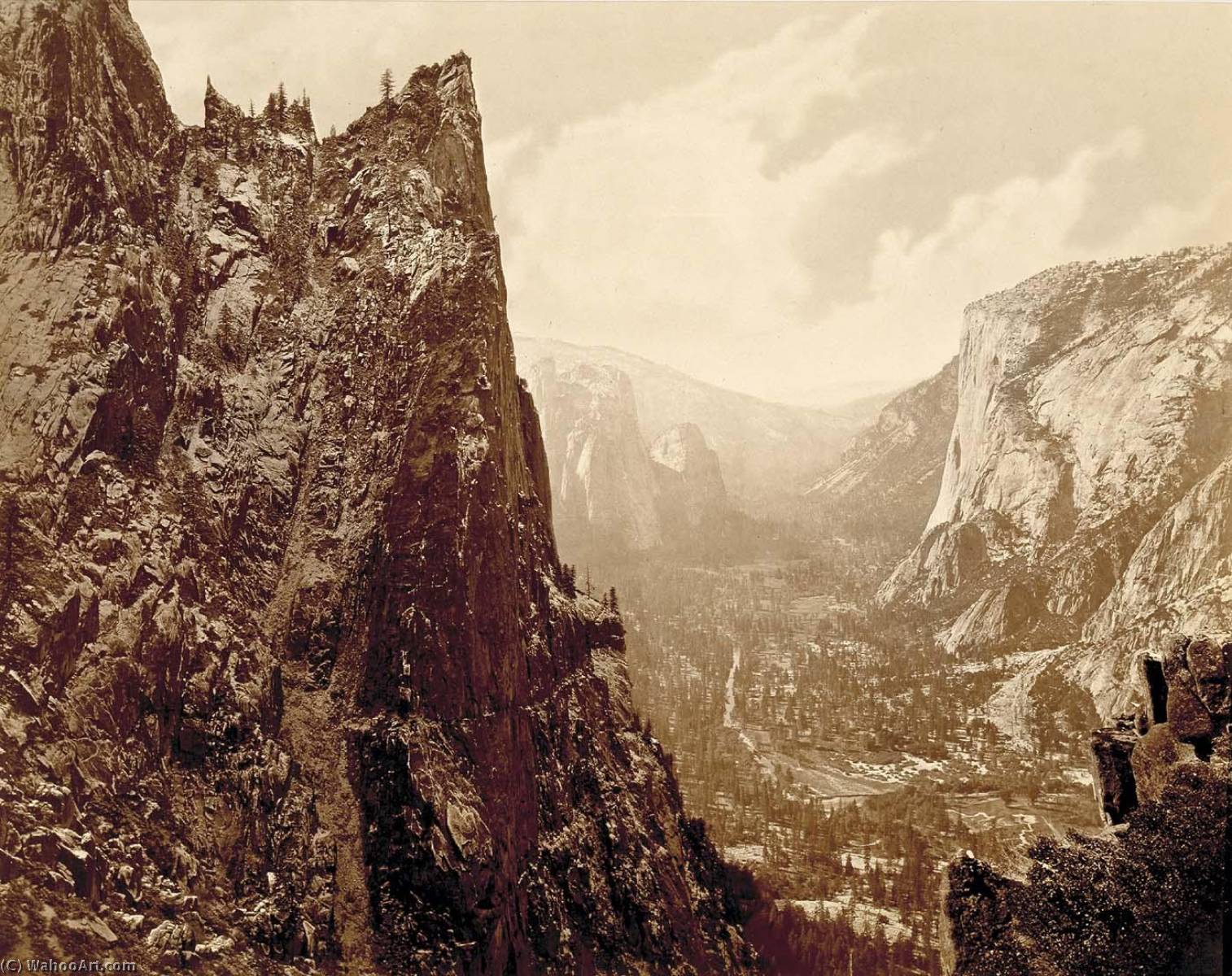 WikiOO.org - Encyclopedia of Fine Arts - Festés, Grafika Eadweard Muybridge - Valley of the Yosemite from Union Point