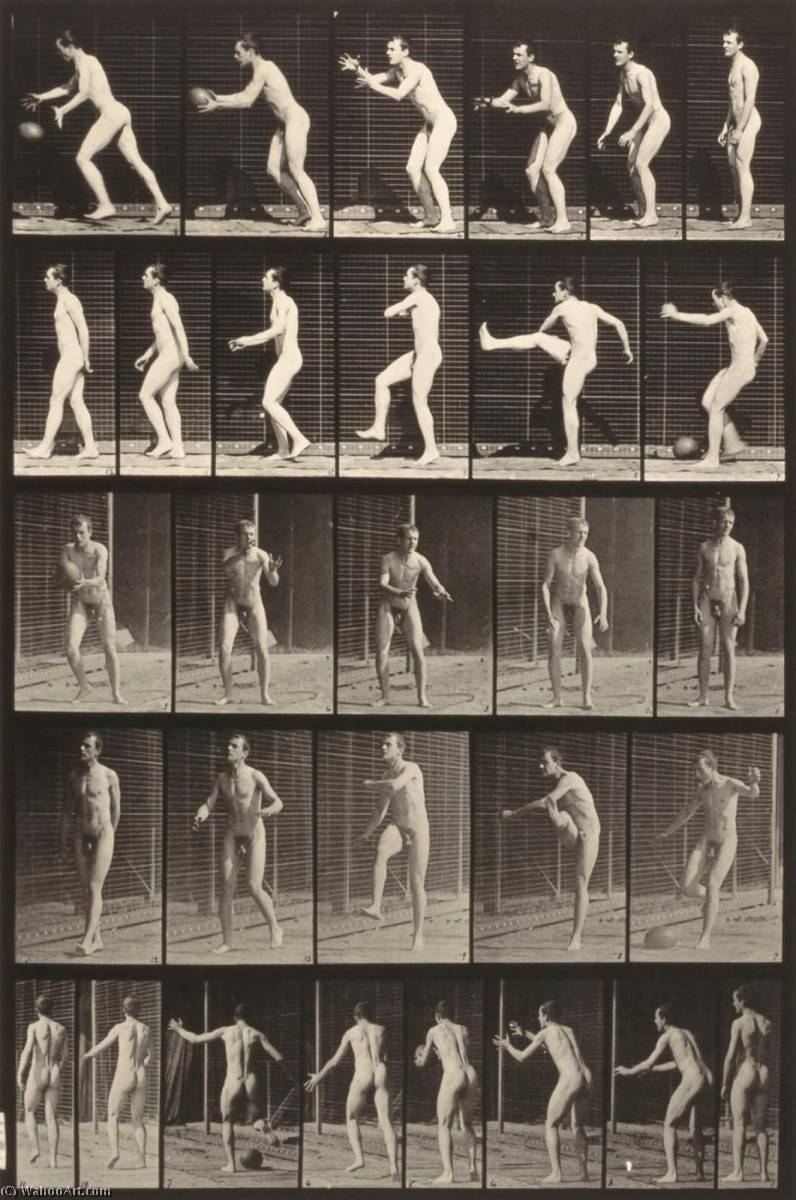 WikiOO.org - Εγκυκλοπαίδεια Καλών Τεχνών - Ζωγραφική, έργα τέχνης Eadweard Muybridge - Animal Locomotion (plate 300) (Man Kicking a Ball)