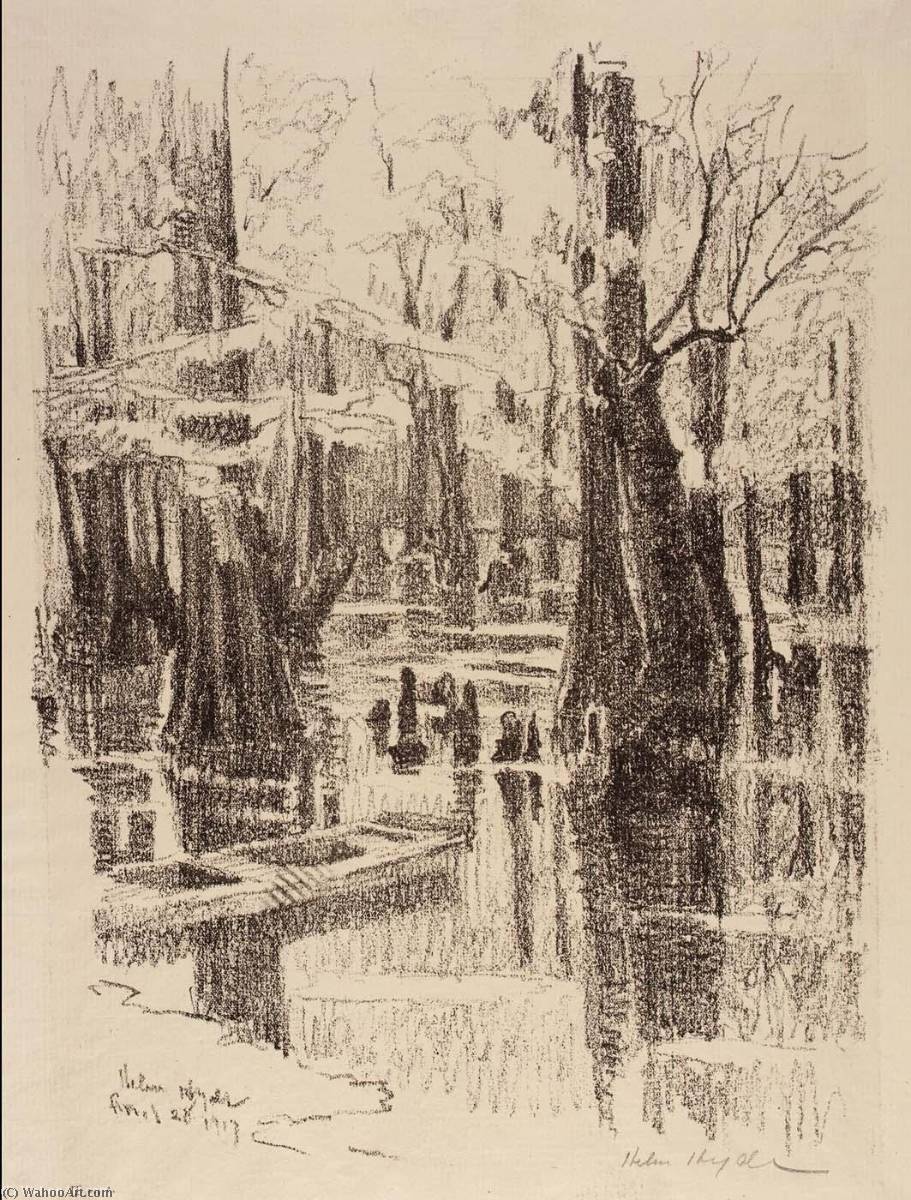 WikiOO.org - Encyclopedia of Fine Arts - Lukisan, Artwork Helen Hyde - Cypress Swamp