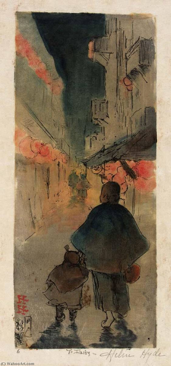 WikiOO.org - Encyclopedia of Fine Arts - Lukisan, Artwork Helen Hyde - Alley in Chinatown