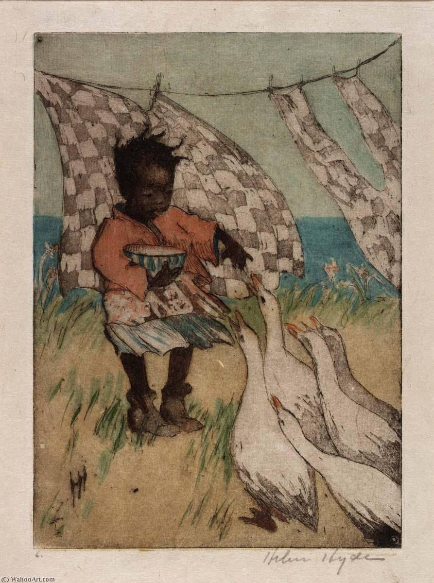 WikiOO.org - Encyclopedia of Fine Arts - Malba, Artwork Helen Hyde - Feeding the Geese