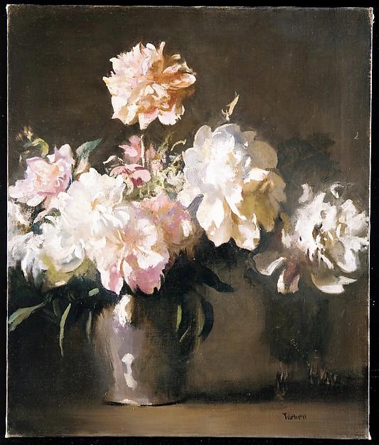 Wikioo.org - The Encyclopedia of Fine Arts - Painting, Artwork by Edmund Charles Tarbell - Still Life Vase of Peonies