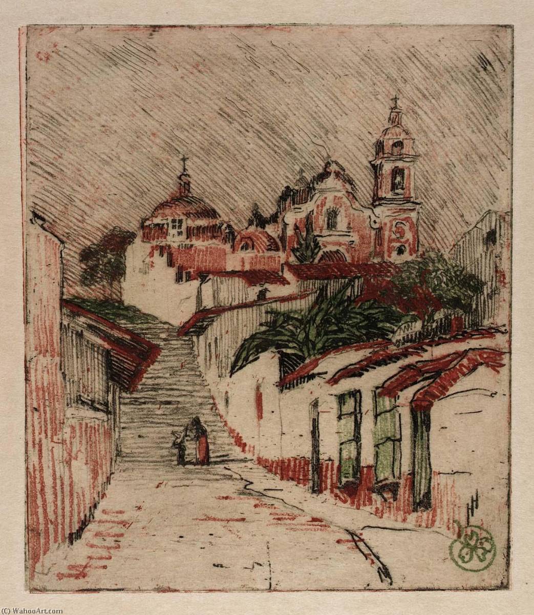 Wikioo.org - The Encyclopedia of Fine Arts - Painting, Artwork by Helen Hyde - Church at Cuernavaca, Mexico