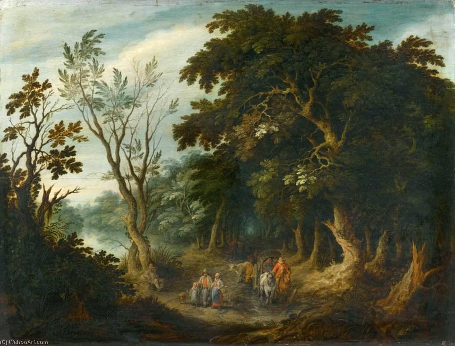 WikiOO.org - Encyclopedia of Fine Arts - Lukisan, Artwork Alexander Keirincx - Travellers on a Forest Path
