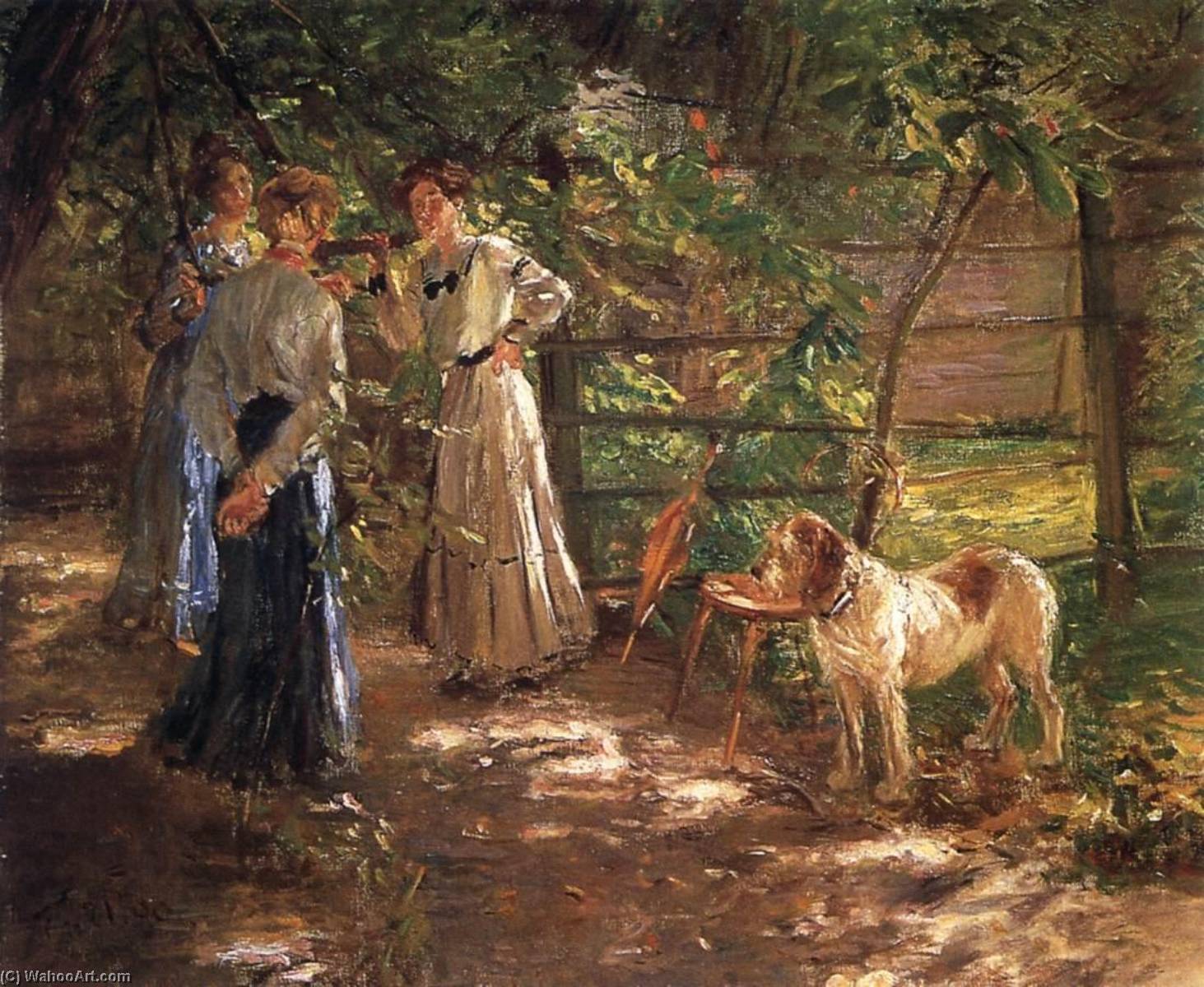 Wikioo.org - The Encyclopedia of Fine Arts - Painting, Artwork by Fritz Von Uhde - In the Garden (The Artist's Daughters)
