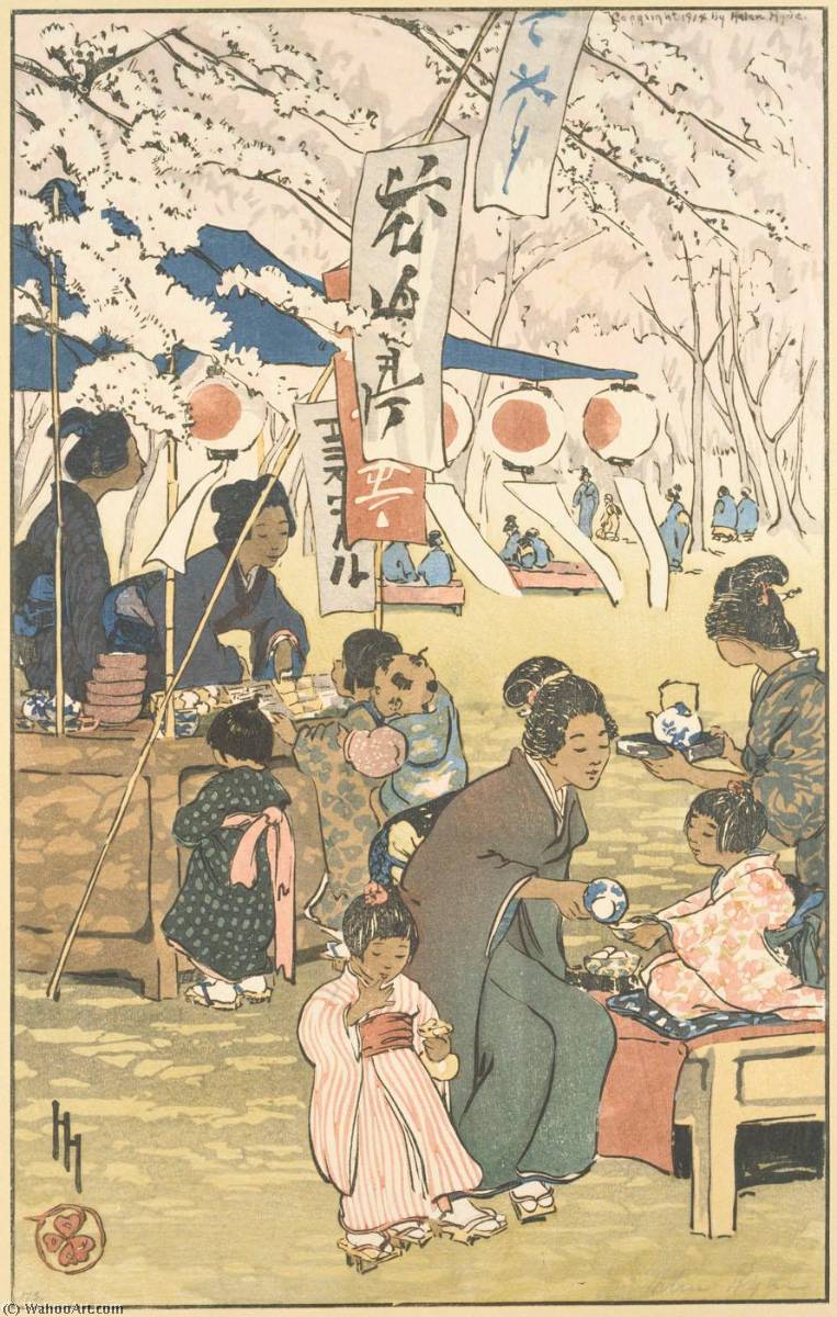 Wikioo.org - Bách khoa toàn thư về mỹ thuật - Vẽ tranh, Tác phẩm nghệ thuật Helen Hyde - Blossom Time in Tokyo