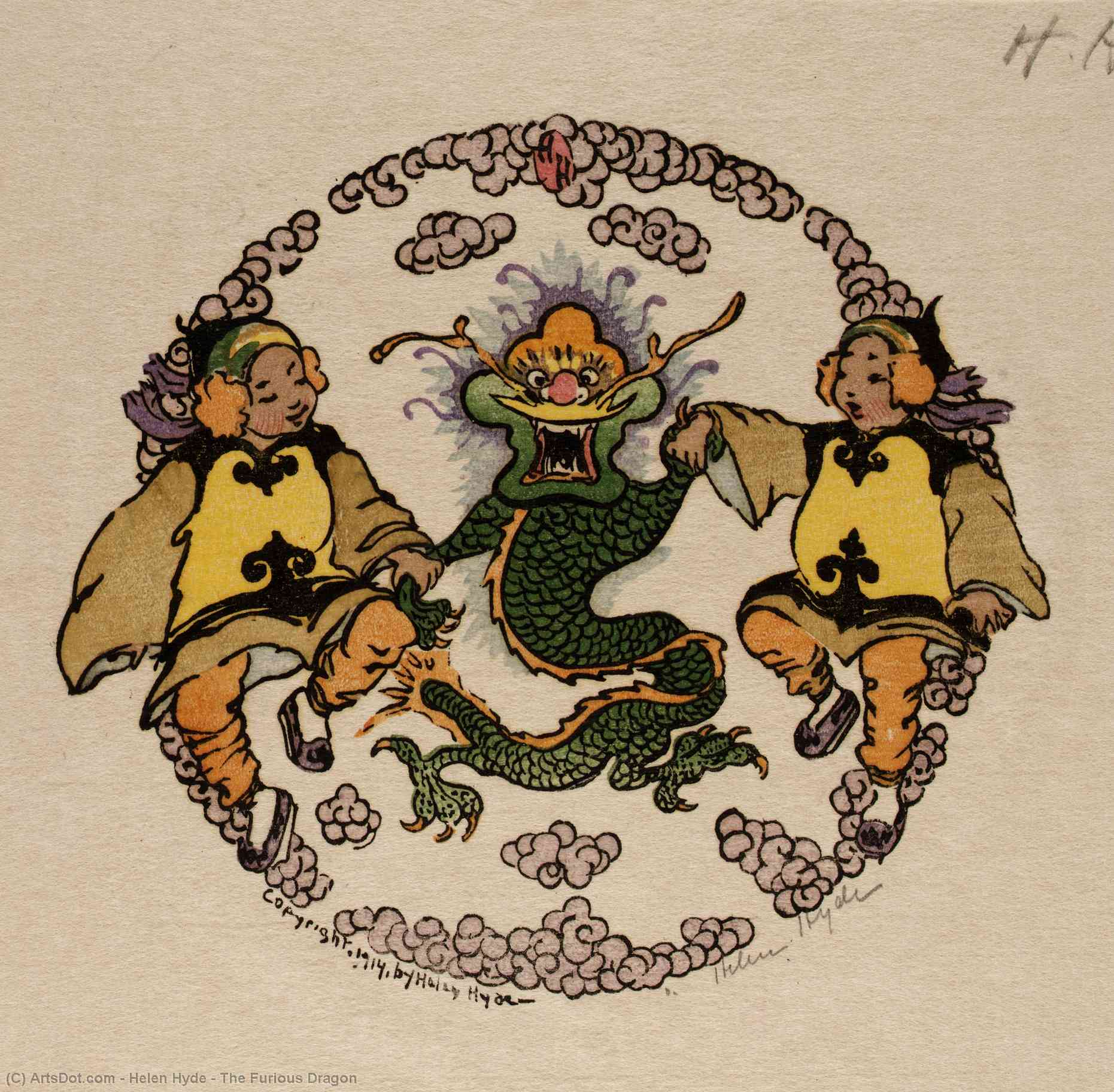 WikiOO.org - Encyclopedia of Fine Arts - Lukisan, Artwork Helen Hyde - The Furious Dragon