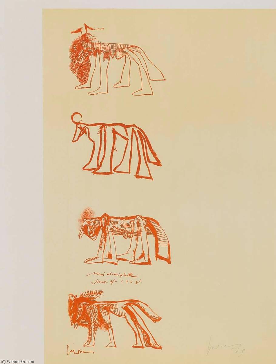 WikiOO.org - Энциклопедия изобразительного искусства - Живопись, Картины  Jose Luis Cuevas - Четыре эскизы самого  животных