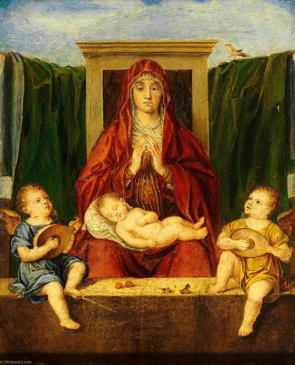 Wikioo.org - The Encyclopedia of Fine Arts - Painting, Artwork by Marie Ellenrieder - Madonna and Child with two angels playing
