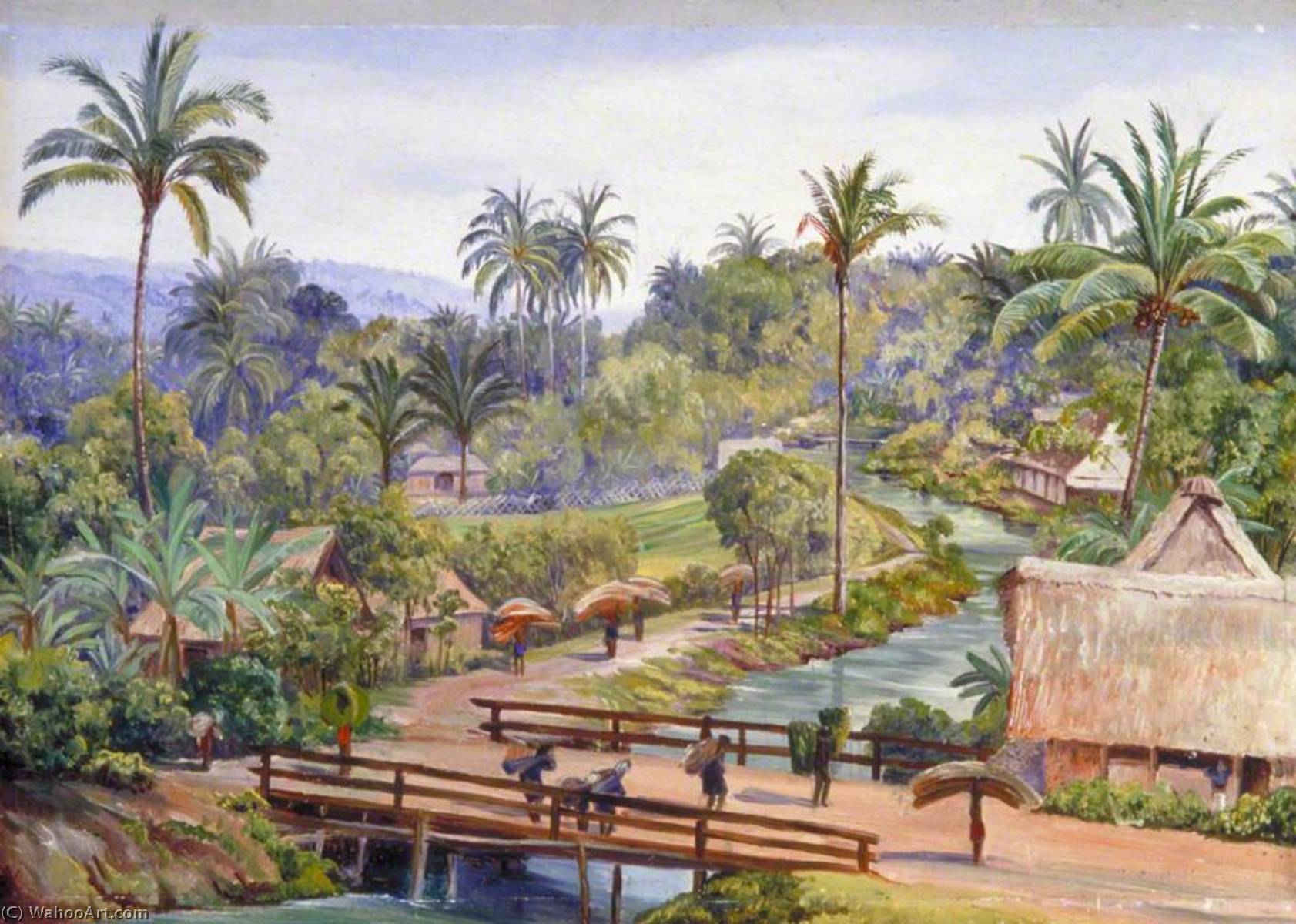 WikiOO.org - 百科事典 - 絵画、アートワーク Marianne North - からの眺め ザー  橋  の  マゲラン  ジャワ
