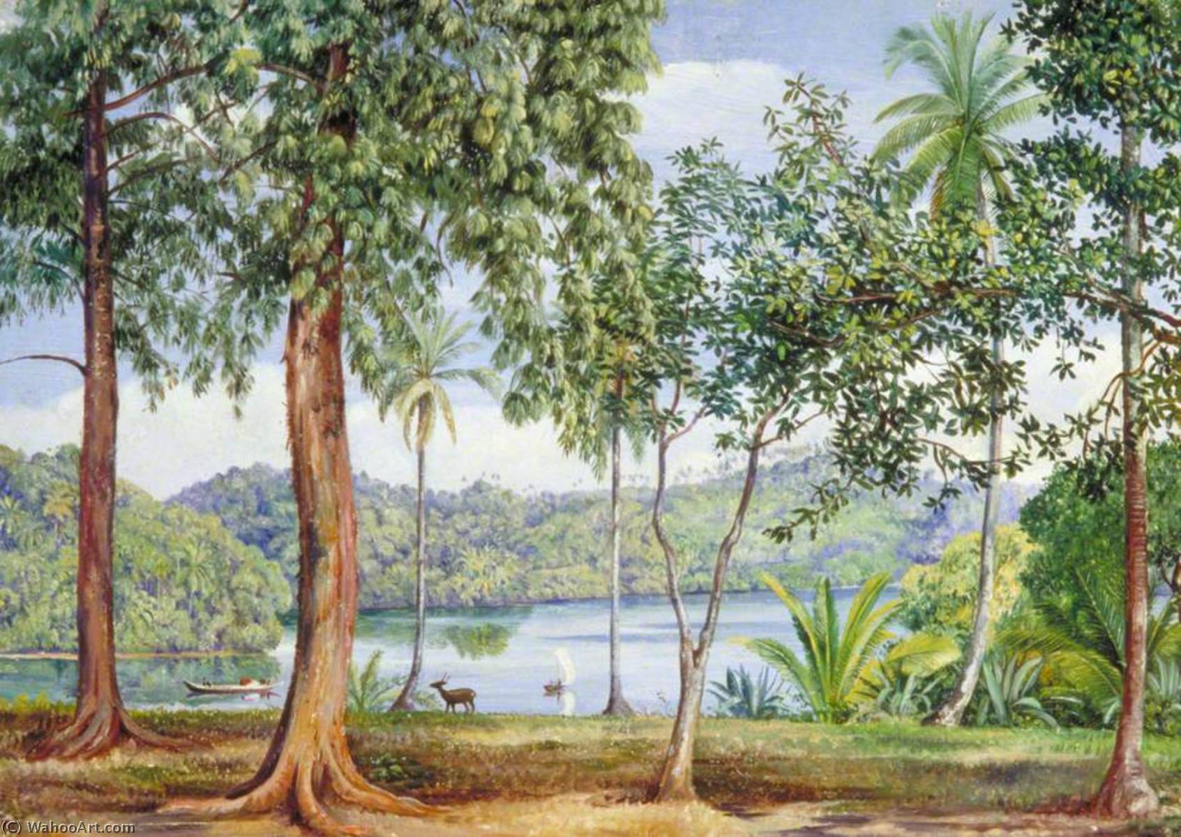 Wikoo.org - موسوعة الفنون الجميلة - اللوحة، العمل الفني Marianne North - View from Kalutara, Ceylon