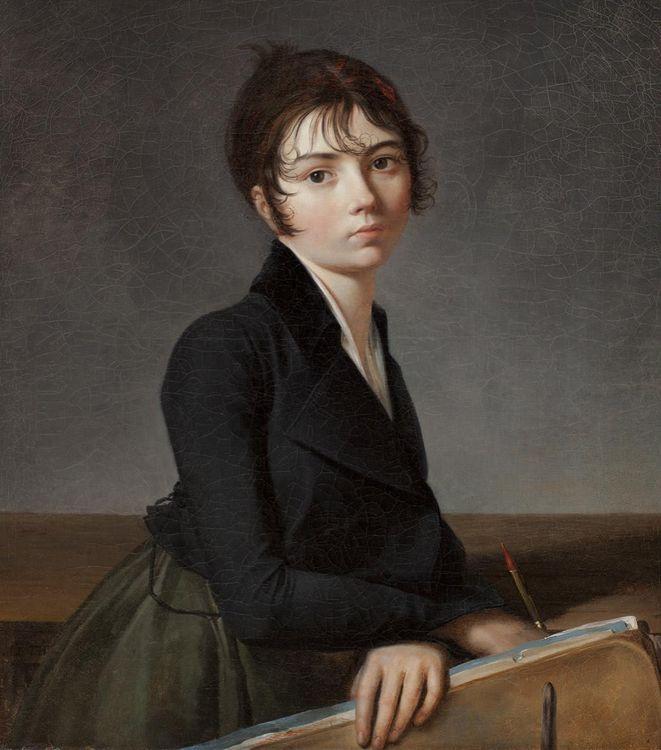 Wikioo.org - The Encyclopedia of Fine Arts - Painting, Artwork by Guillaume Lethière - Girl with Portfolio