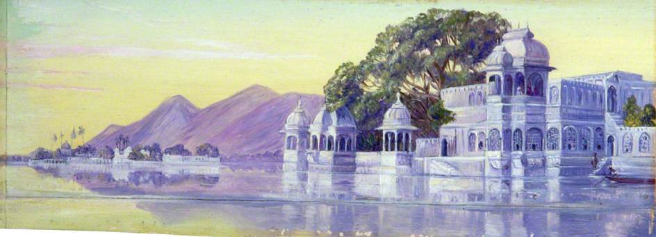 Wikioo.org - The Encyclopedia of Fine Arts - Painting, Artwork by Marianne North - Lake of Islands, Oodipore, Guzerat, Western India