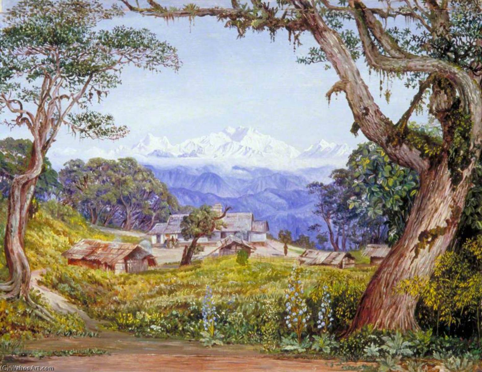 Wikioo.org - Die Enzyklopädie bildender Kunst - Malerei, Kunstwerk von Marianne North - ansicht von kinchinjunga aus tonglo