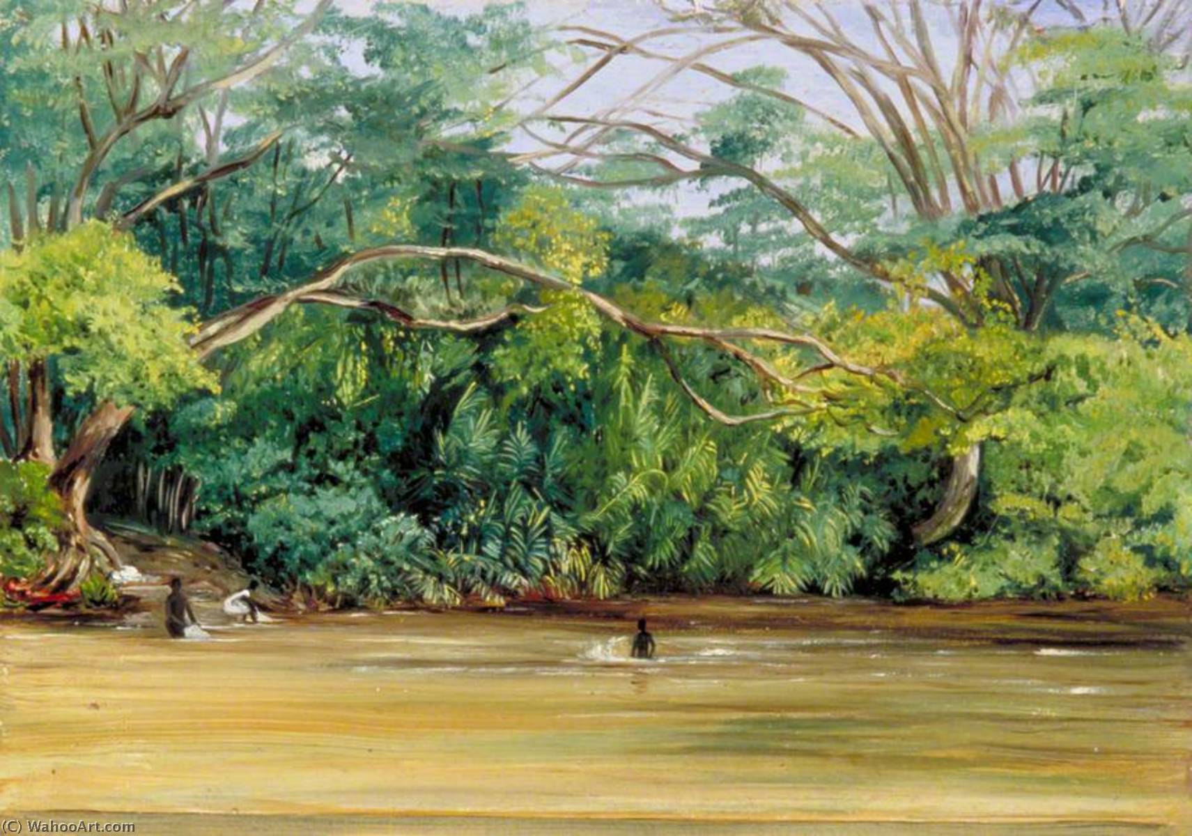 WikiOO.org - دایره المعارف هنرهای زیبا - نقاشی، آثار هنری Marianne North - View of the Sandy River at Spanish Town, Jamaica