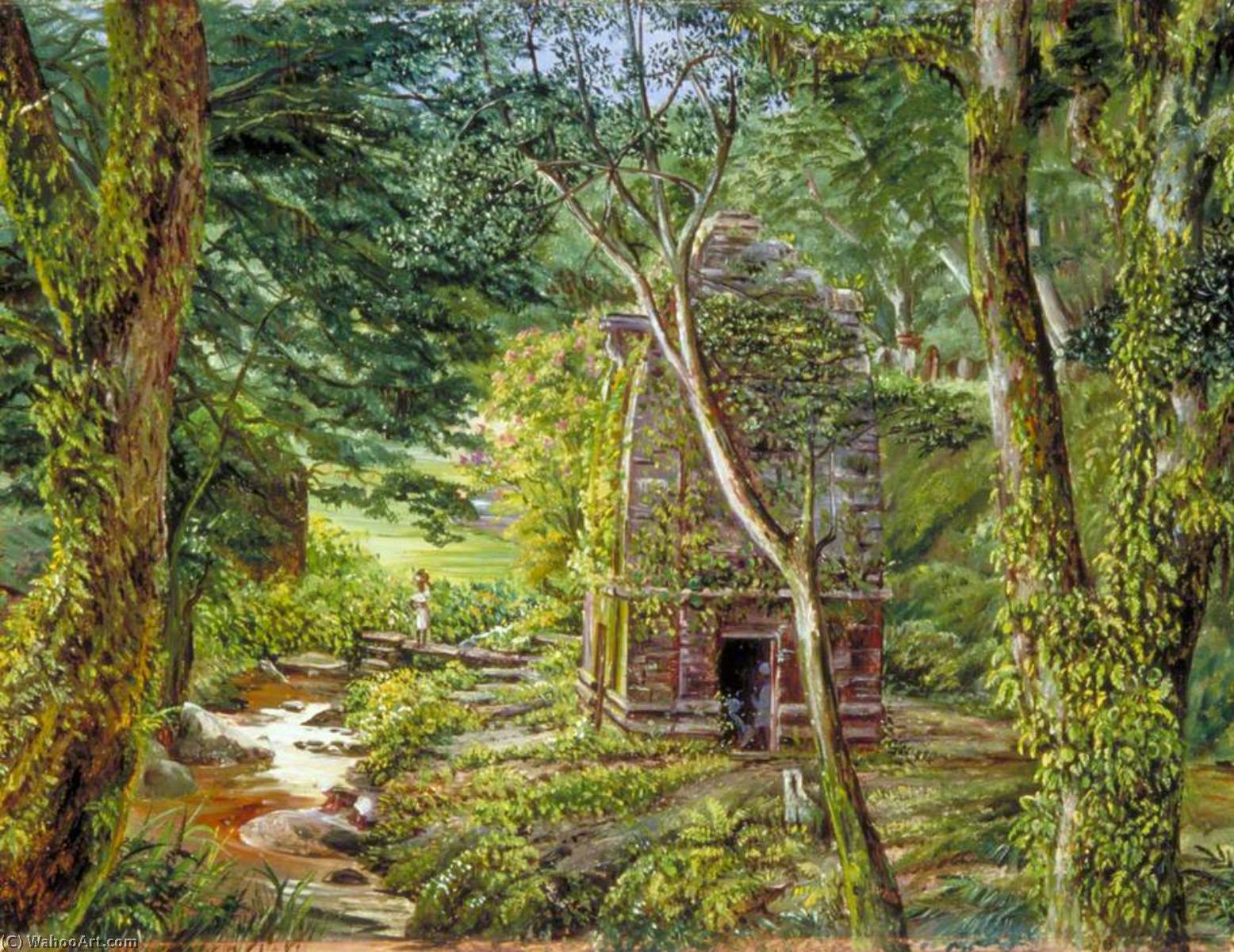 Wikioo.org - The Encyclopedia of Fine Arts - Painting, Artwork by Marianne North - Temple in a Dell, Binsur, Kumaon, India