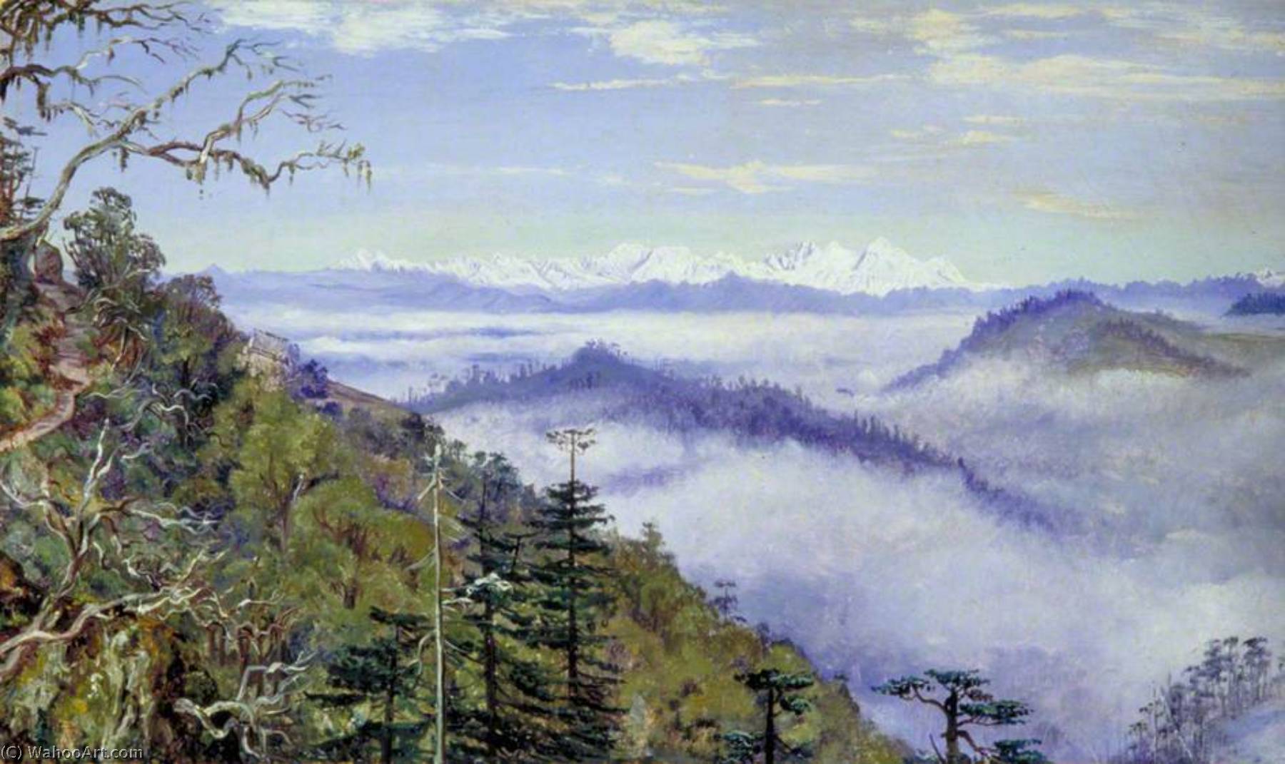 WikiOO.org - אנציקלופדיה לאמנויות יפות - ציור, יצירות אמנות Marianne North - Mount Everest or Deodunga from Sundukpho, North India