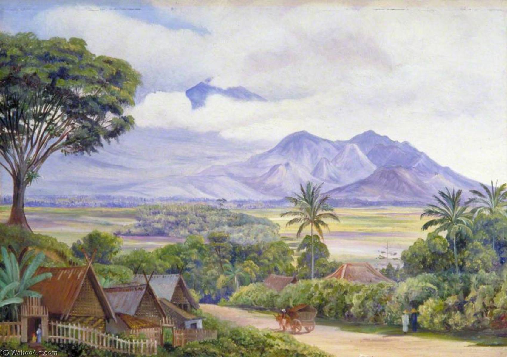 Wikioo.org - The Encyclopedia of Fine Arts - Painting, Artwork by Marianne North - View from Malang, Java