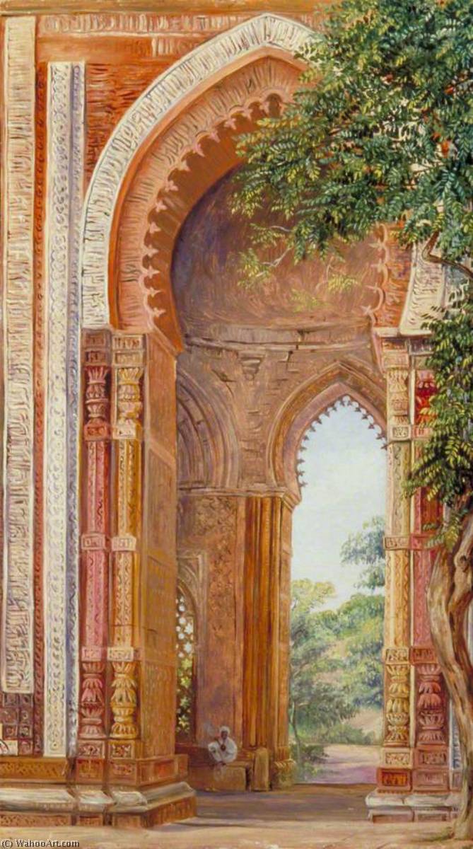 Wikioo.org - The Encyclopedia of Fine Arts - Painting, Artwork by Marianne North - Tomb of Ali ud Deen and Neem Tree, Delhi