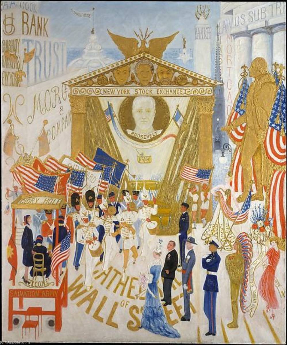 Wikioo.org - The Encyclopedia of Fine Arts - Painting, Artwork by Florine Stettheimer - The Cathedrals of Wall Street