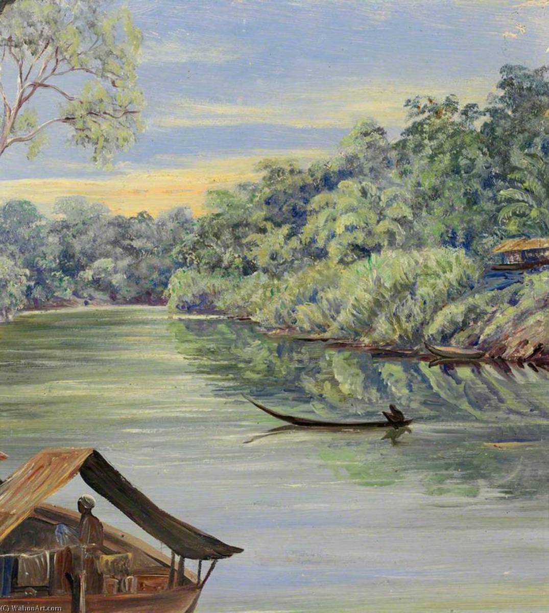 WikiOO.org - Enciclopedia of Fine Arts - Pictura, lucrări de artă Marianne North - River from Bussa, Sarawak, Borneo