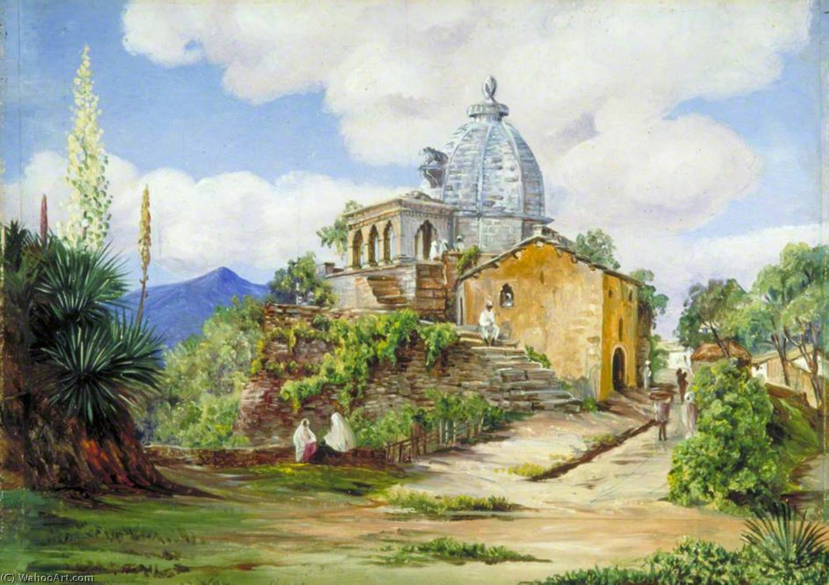 WikiOO.org - אנציקלופדיה לאמנויות יפות - ציור, יצירות אמנות Marianne North - Temple at Almorah, Kumaon, North West India