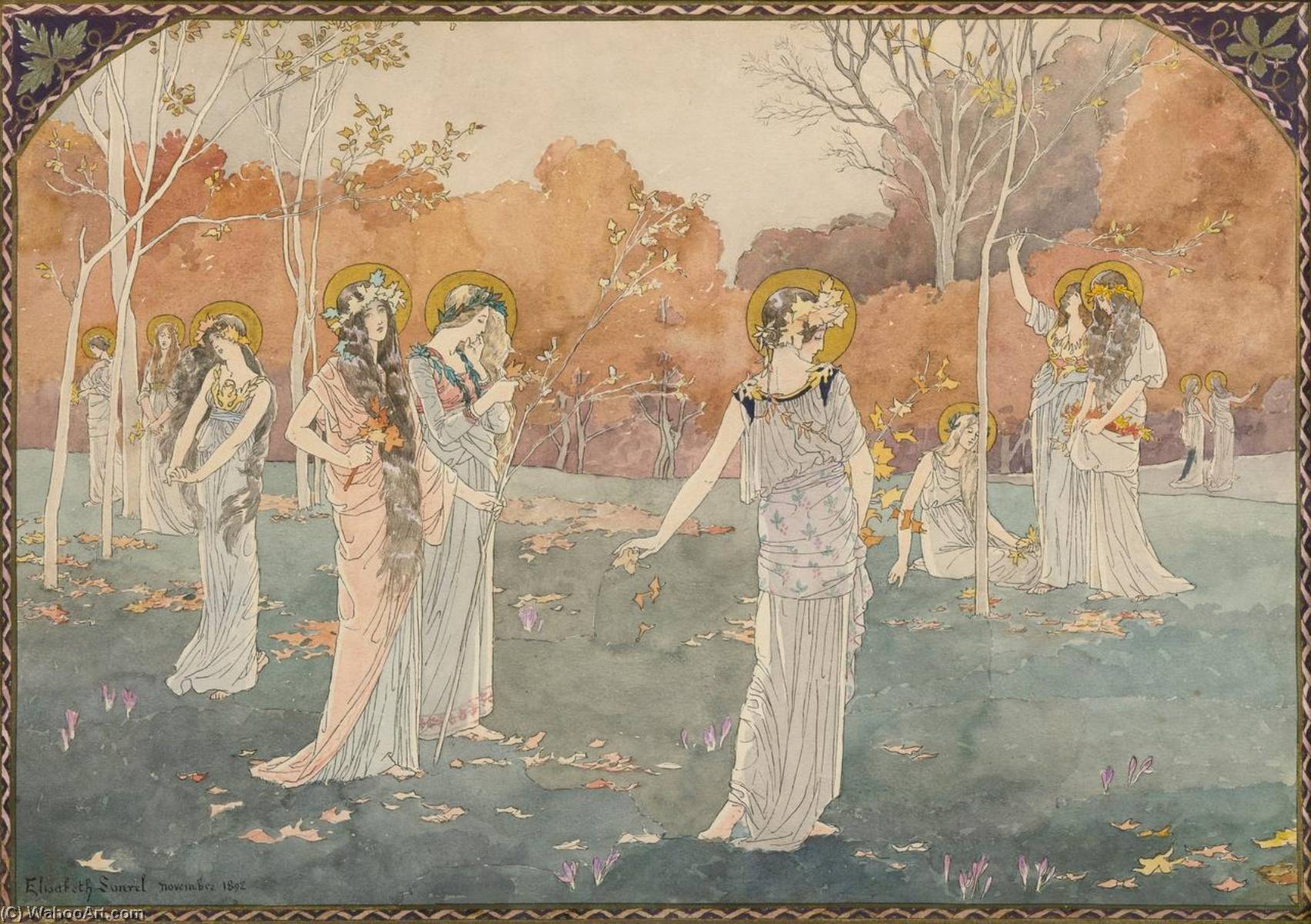 Wikioo.org - Bách khoa toàn thư về mỹ thuật - Vẽ tranh, Tác phẩm nghệ thuật Elisabeth Sonrel - The Garden of Maidens (also known as Les jardins des vierges)