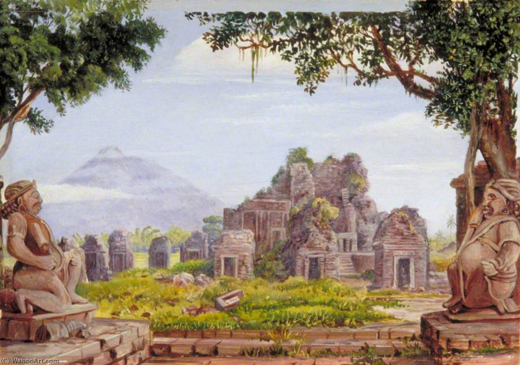 Wikioo.org - The Encyclopedia of Fine Arts - Painting, Artwork by Marianne North - Idols and Temples at Brambanang, Java