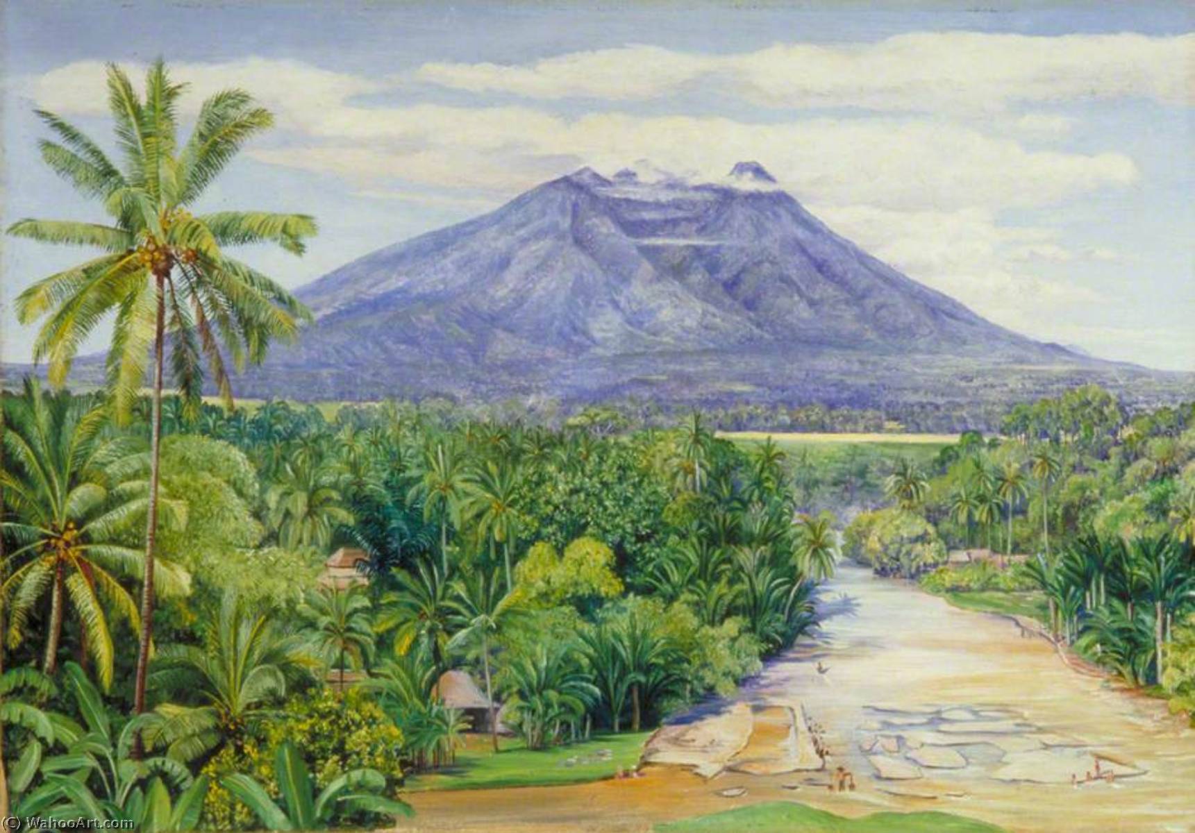 Wikioo.org - The Encyclopedia of Fine Arts - Painting, Artwork by Marianne North - View of the Salak Volcano, Java, from Buitenzorg