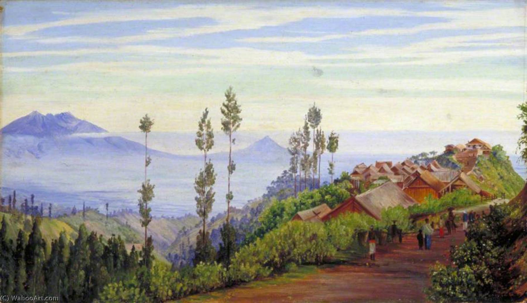 Wikioo.org – L'Encyclopédie des Beaux Arts - Peinture, Oeuvre de Marianne North - vue d' le village de Tosari , La java