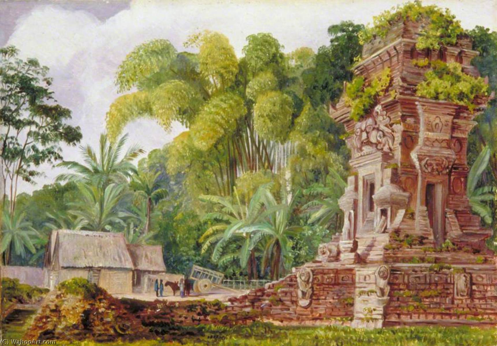Wikioo.org - The Encyclopedia of Fine Arts - Painting, Artwork by Marianne North - Small Hindu Temple of Kidel, Java