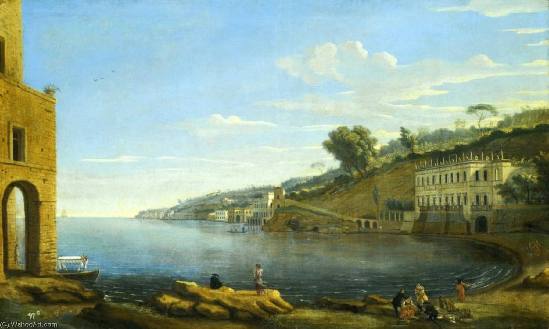 Wikioo.org - The Encyclopedia of Fine Arts - Painting, Artwork by Caspar Van Wittel - Naples. A View of the Villa Martinelli at Posillipo