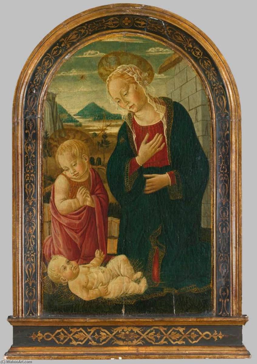Wikioo.org - The Encyclopedia of Fine Arts - Painting, Artwork by Bernardo Di Stefano Rosselli - Madonna and Child with the Infant St John the Baptist