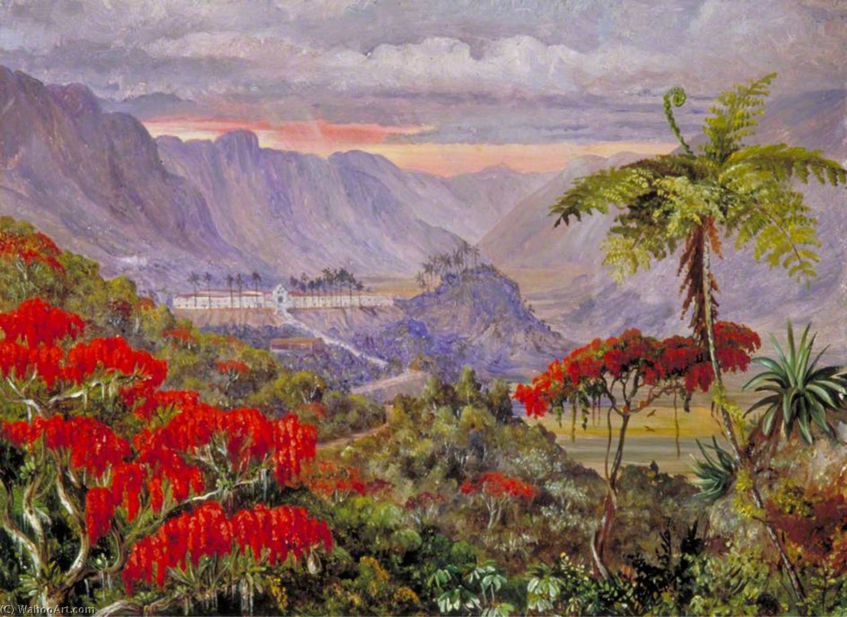 Wikioo.org - The Encyclopedia of Fine Arts - Painting, Artwork by Marianne North - View of the Jesuit College of Caracas, Minas Geraes, Brazil