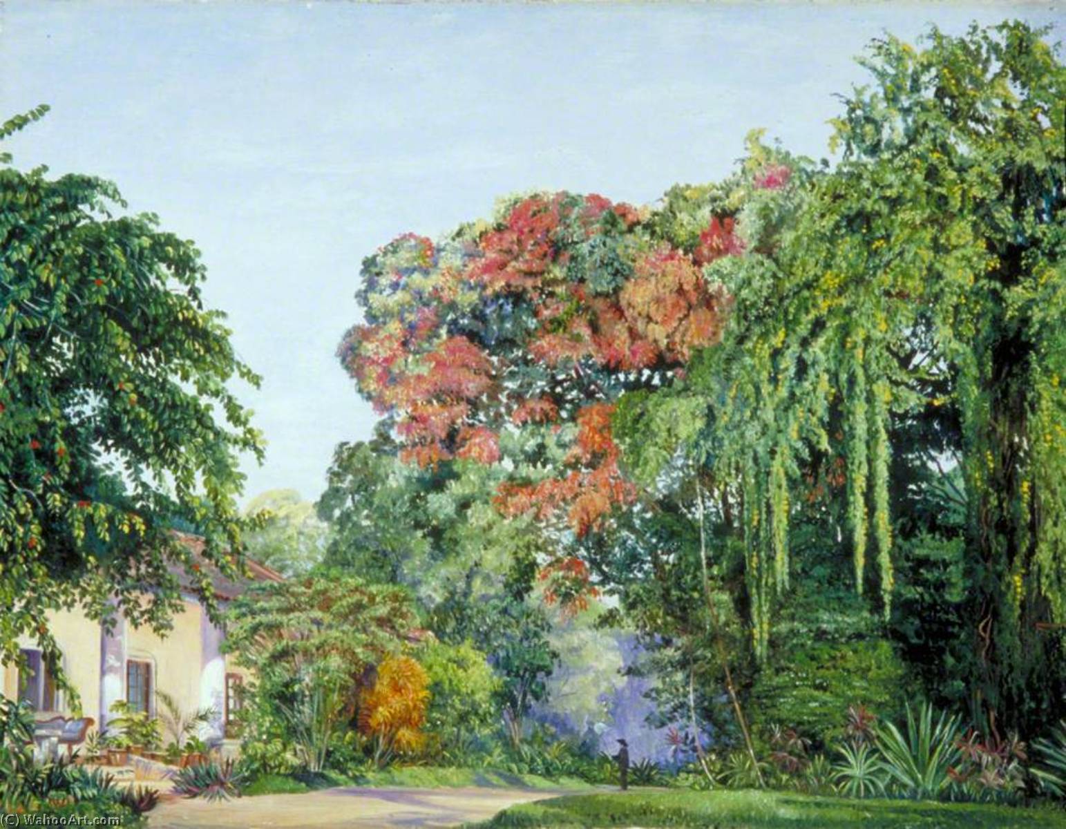 Wikioo.org - The Encyclopedia of Fine Arts - Painting, Artwork by Marianne North - A View in the Royal Botanic Garden, Peradeniya, Ceylon