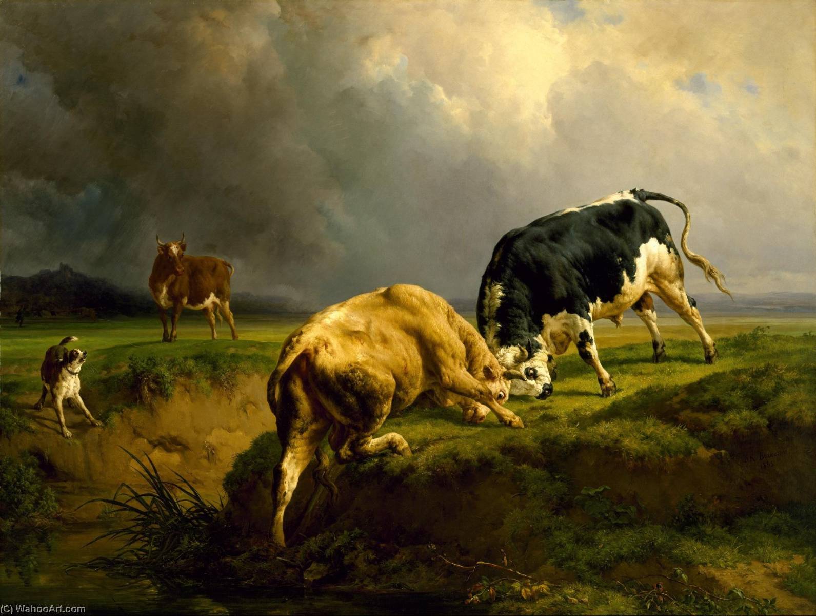 Wikioo.org - The Encyclopedia of Fine Arts - Painting, Artwork by Jacques Raymond Brascassat - A Bull Fight