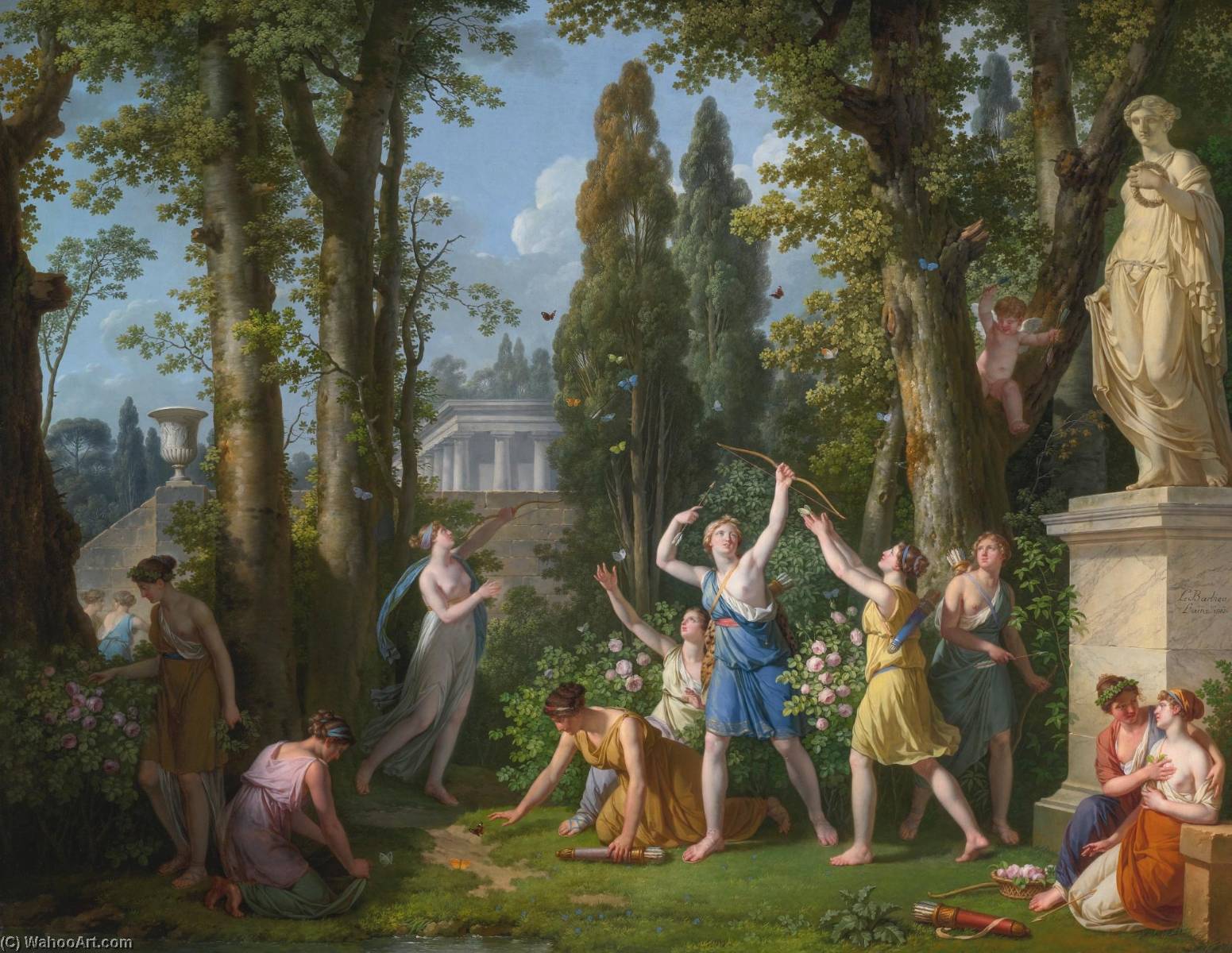 Wikioo.org - The Encyclopedia of Fine Arts - Painting, Artwork by Jean Jacques François Lebarbier - La Chasse aux Papillons, an allegory of Beauty attempting to restrain Inconstancy