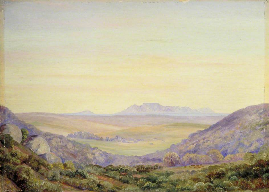 Wikioo.org - สารานุกรมวิจิตรศิลป์ - จิตรกรรม Marianne North - View of Table Mountain Looking from Groot Post