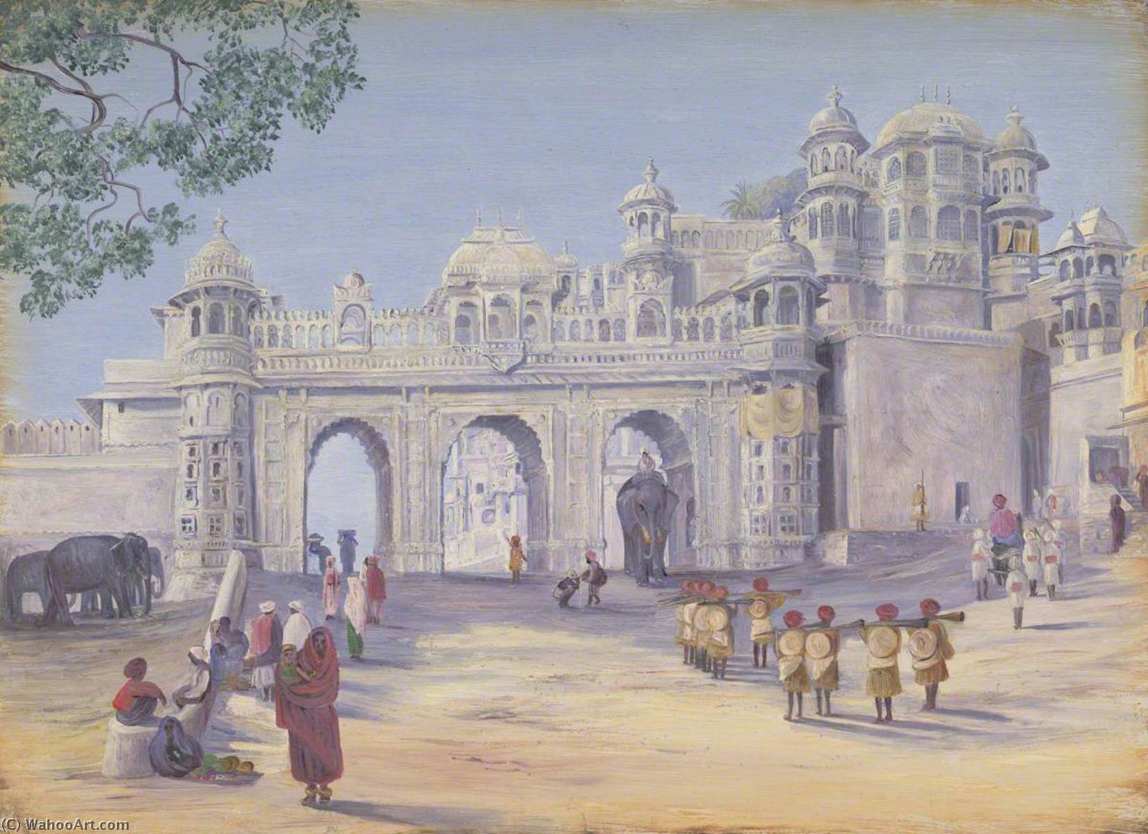 Wikioo.org - The Encyclopedia of Fine Arts - Painting, Artwork by Marianne North - 'Gate of the Palace. Oodipore. Janr. 1879'