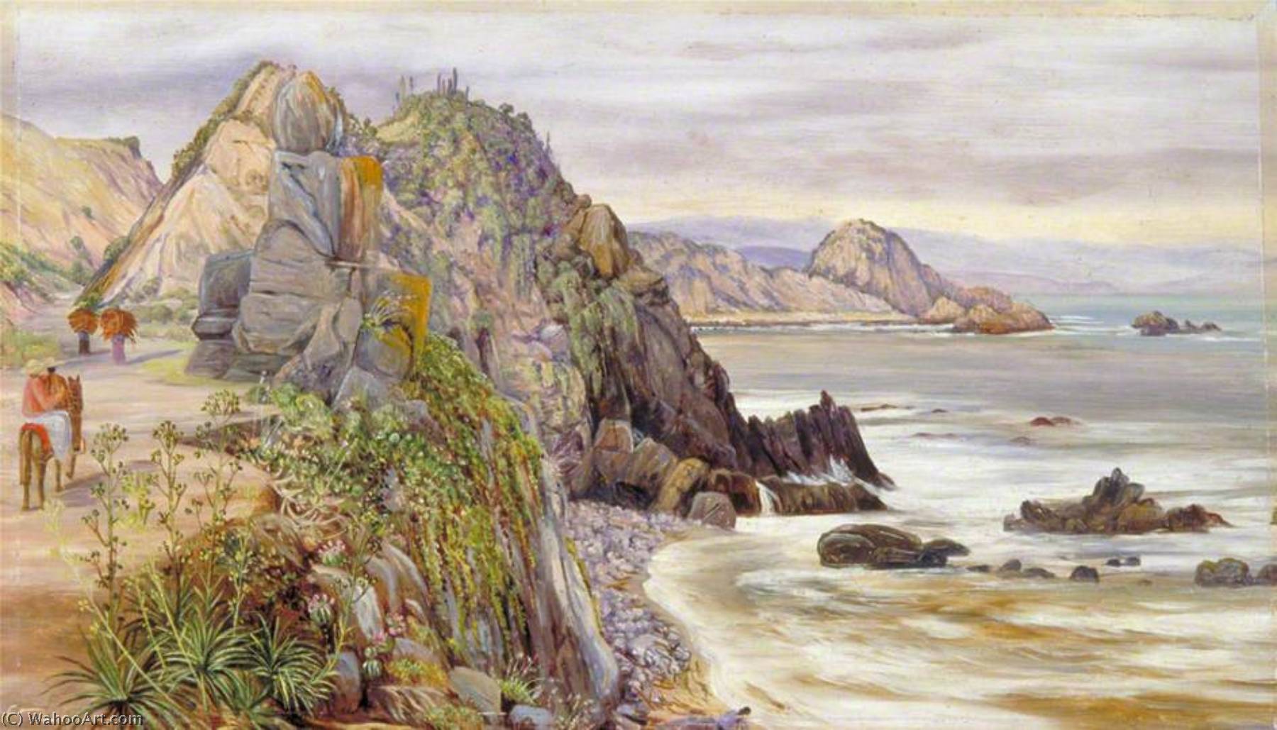 WikiOO.org - Encyclopedia of Fine Arts - Maalaus, taideteos Marianne North - Sea Shore near Valparaiso, Chili