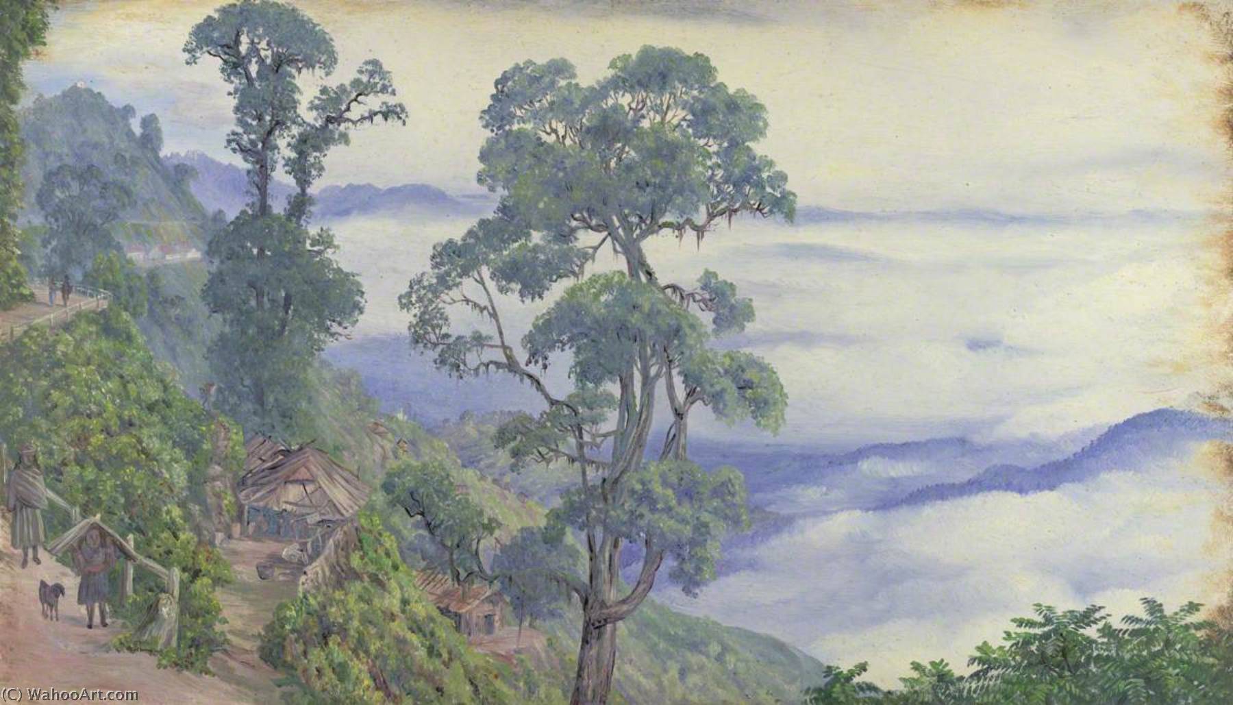 Wikoo.org - موسوعة الفنون الجميلة - اللوحة، العمل الفني Marianne North - 'Clouds from Darjeeling. Septr. 1878. India'